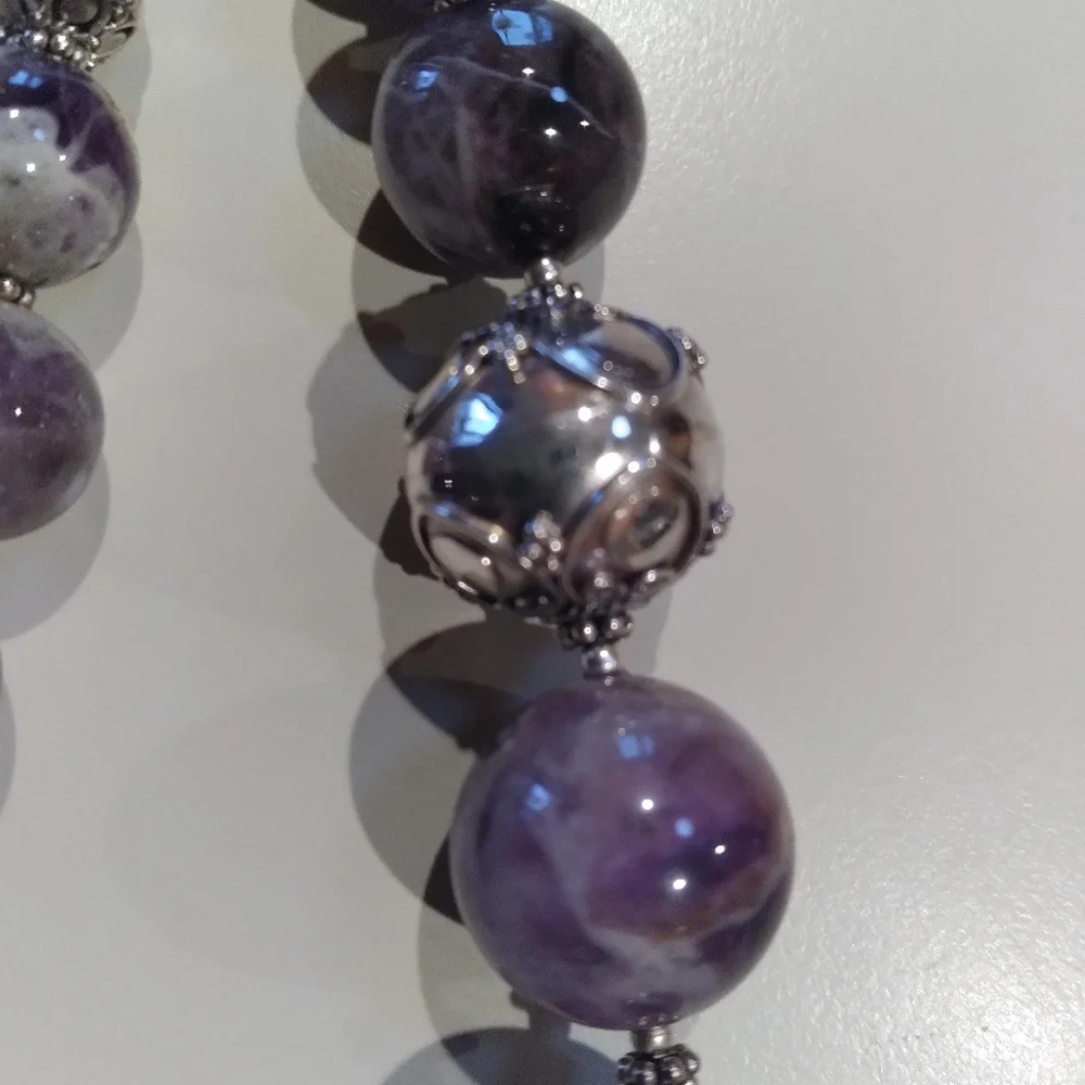 ❤️🎁 925 S/S Chevron Amethyst Graduated 28" Necklace Genuine & Beautiful! 😯 - Picture 11 of 15